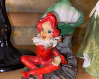 Vintage ceramic Christmas elf figure vase