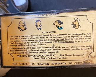 Base of Popeye alarm clock 