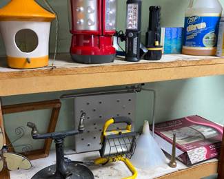 Ceramic Bird house , Vtg. Sprinkler , flash lights and more 