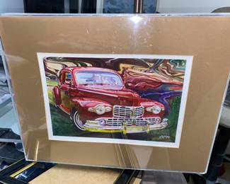 Vtg. Car framed art