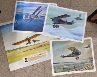 Assorted airplane art prints