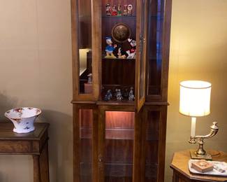 1 of 2 double door lighted curio cabinets 