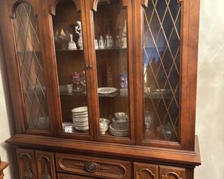 solid wood china cabinet. Lights up!