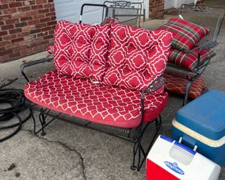 Iron outdoor glider and chair set