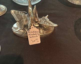 Silverplated butterfly book ends