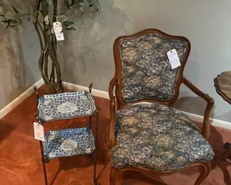 Vintage chair, Asian two tier tray table