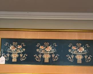 Silk embroidered panel