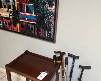 Original painting and vintage table