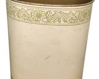 JL Clark Mid Century Beige Metal Trash Can 