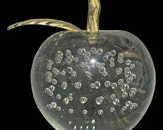 Vintage Apple Art Glass Paperweight 