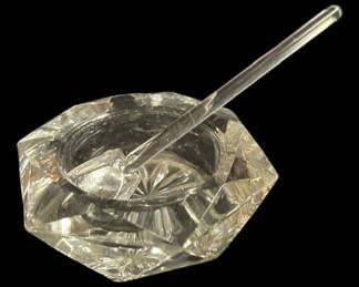 Vintage Czech Crystal Salt Dish Scoop 
