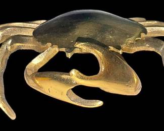 Vintage Brass Crab Secret Stash Box 