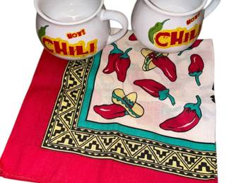 Ceramic Chili Soup Mugs Bandana 