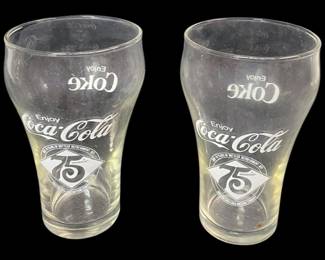 Pair Of 75th Anniversary Coca Cola Glasses 