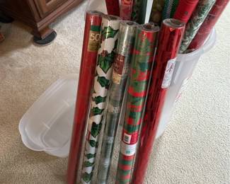 Wrapping Paper Rolls and Storage Bin