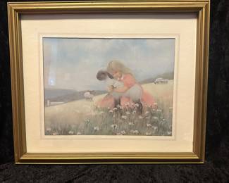 June Kolarich Art Girl and Lamb Friends Forever Framed Art Print