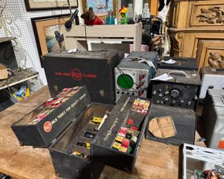 President Obama collectibles, Black Americana, vintage tin & die-cast cars, sofas, NIB items, unique board games selection several with local ties, working antique home roller organ, Edison phonograph rolls, antique stoneware Jones Boston, Mass and others, Depression etched punch bowl, advertising, Chilmark pewter sculptures, electronics and tubes, RCA, Oscilloscope, Simpson meters, sofas, loveseats, leather chair