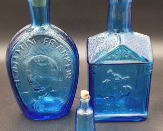 Cobalt Blue Glass Jars with Corks 