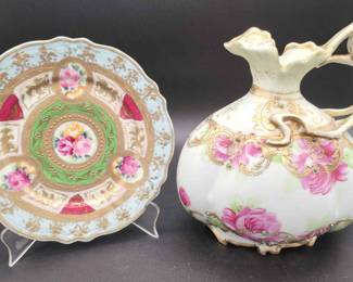 Antique Pitcher and Decorative Plate