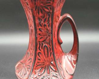 Mccoy Glazed Finish Flower Vase  Red and Black