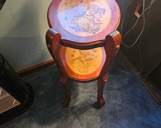 Small Accent Table with Floral Painted Design 
