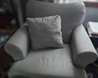 Upholstered Striped Armchair 