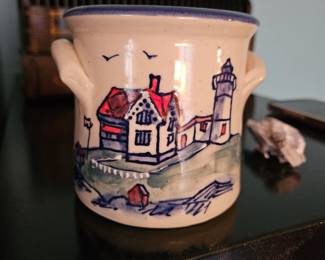Great Bay Pottery Canister with Lighthouse Design