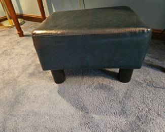 Navy Blue Leather Stool 