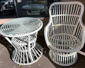 Vintage cane Italian cafe table + chair