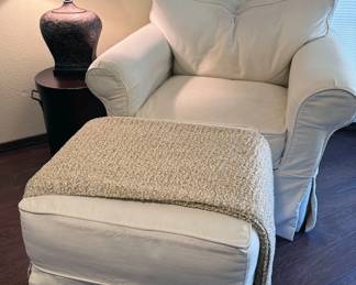 Slip-cover oversized chair with ottoman