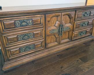 Wooden nightstands, dresser/credenza + tall dresser/wardrobe