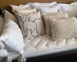 Bed + throw pillows