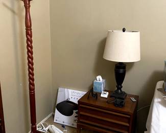 midcentury lane rhythm night stand 2/2, coat rack, lamp