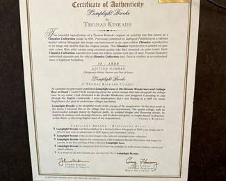 thomas kinkade painting certificate of authenticity