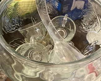 punch bowl with glasses and ladle