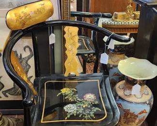 Chinese Black Lacquer Corner Chair