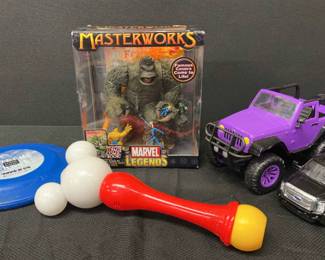 Mixed 2000s Toy Lot Marvel Legends Masterworks Mole Man, Disney, Jeep Truck