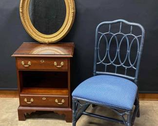 Stratton Americana Side Table, Rattan Chair And Mirror