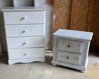 Sauder White Wood Chest And Nightstand