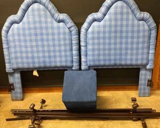 Twin Upholstered Headboard Rails And Storage Stool