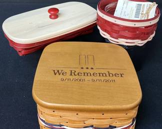 Longaberger Summer Red Accent Baskets w 911 Remembrance Basket
