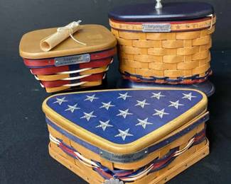 Longaberger Inaugural Baskets w Hard Plastic Inserts