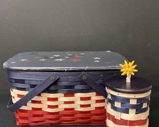 Longaberger Americana Market Basket w Firecracker Accent Basket