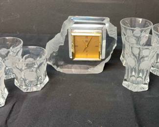 Vintage Fostona Coin Glass And Mikasa Crystal Clock