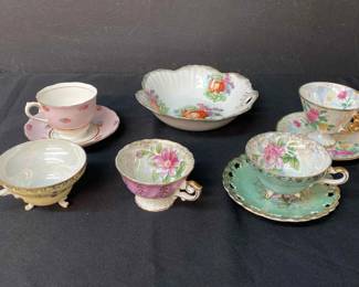 Iridescent Norleans Cup And Saucer, Colclough Cup And Saucer, Marilyn Exclusive Teacups And More