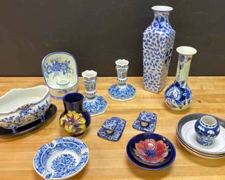 Assorted Blue And White Decor