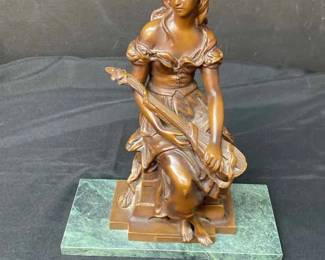 Bronze Hippolyte Francois Moreau Girl With A Lute