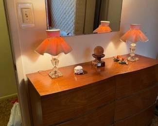 Mid Century or Art Deco chest and decor, with mirror