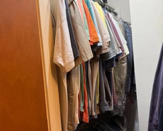 Men's clothes Large, Levi Jeans 34, slacks 34, Jackets large, shoes 11