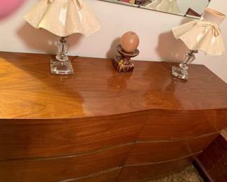 Mid Century Modern dresser and vintage lamps
